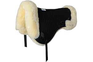 Woolous Sheepskin Half Pad, Thick Lambskin Fleece Wool Lined Half Pad for English Saddle, Shock Absorbing Saddle Pad for Hors