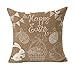 4TH Emotion Rabbit Happy Easter Home Decor Throw Pillow Case Cushion Cover 18 x 18 Inch Cotton Linen