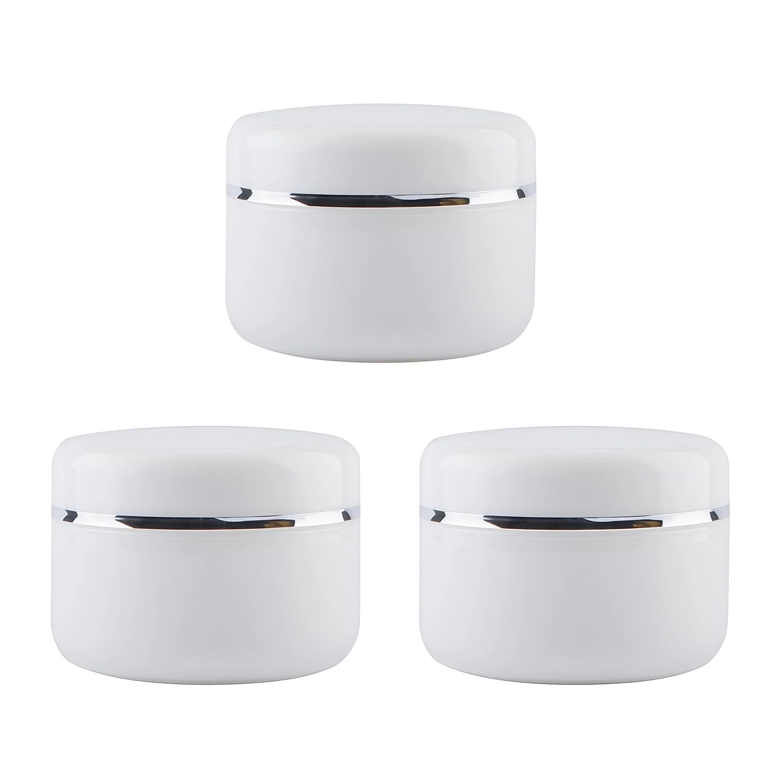 Bamboopack 250ML White Plastic Cosmetic Jars Slime Jars Storage Containers Pots with Screw on Lids and White Liners for Creams Lotions and Body Scrub- 3 Pack