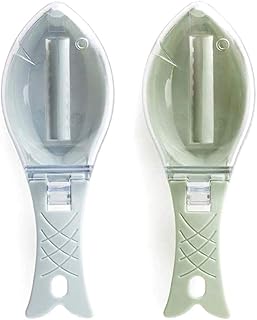 Nuluxi Fischentschupper Kunststoff Fischschuppen Entferner Fischschuppen Schaber Fischschuppen Reinige Manuelle Werkzeug mit Schuppenauffangschale für Fisch Reiniger für Scraping Fischschuppen-2 Stück