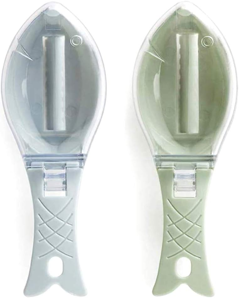 Nuluxi Fischentschupper Kunststoff Fischschuppen Entferner Fischschuppen Schaber Fischschuppen Reinige Manuelle Werkzeug mit Schuppenauffangschale für Fisch Reiniger für Scraping Fischschuppen-2 Stück