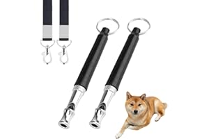 SPECIALISTTRIAN Dog Whistle to Stop Barking Neighbors Dog，Professional Recall Dog Training Whistles,2 Pcs Adjustable Silent Dog Whistle with Lanyard,Black and White
