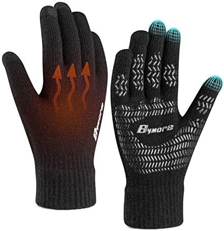 BYMORE Winter Gloves for Woman and Men Touch Screen Elastic Knit Gloves Anti-Slip