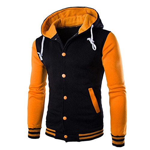 GOVOW Cotton Coats for Men Jacket Outwear Sweater Winter Slim Hoodie Warm Hooded Sweatshirt(XXXXXL,YellowÂ )
