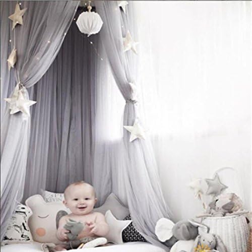 yangelo Dome Bed Canopy Kids Play Tent Mosquito Net for Baby Kids Indoor Outdoor Playing Reading 240cm (Grey)