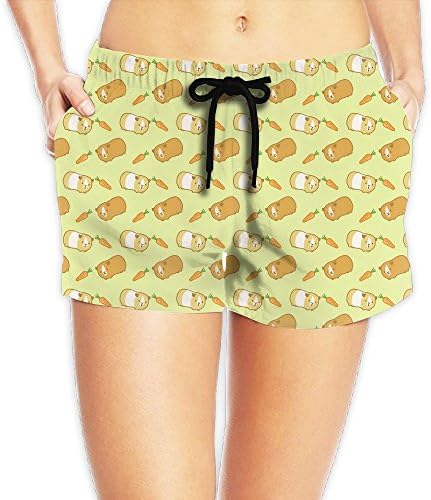 WeiGin Women's Cute Guinea Pigs Radish Quick Dry Waistband Pockets Beach Short Summer Boardshorts XX-Large