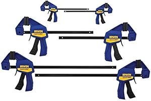 IRWIN QUICK-GRIP Clamps for Woodworking, One-Handed Bar Clamps, 6-Pack (1964749)