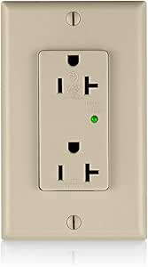 Prise Double Murale Leviton 5380-I 20A, Couleur Ivoire - Avec Protection Contre Les Surtensions