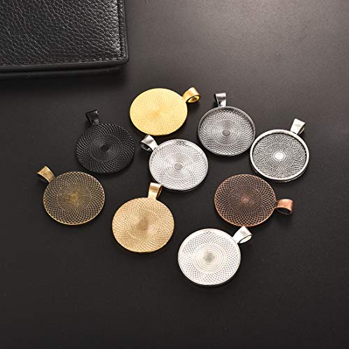 LANBEIDE 90 Pieces- 45 PCS Round Bezel Pendant Trays Sets, with 45 PCS Black Waxed Necklace Cord for Photo Pendant Crafting Jewelry - Thumbnail 2