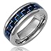 8MM Mens Titanium Ring Wedding Band with Black and Blue Carbon Fiber Inlay