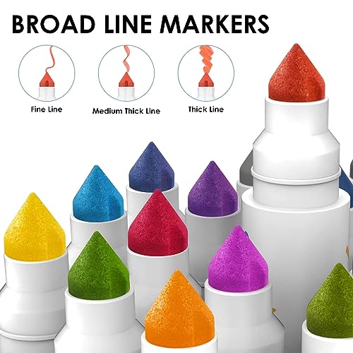 Funto Washable Markers, 24 Assorted Colors, Mess Free Coloring Drawing Markers, Perfect for Halloween Coloring Pages, Safe and Non-Toxic for Toddlers