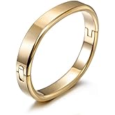 Jinbaoying Black Bracelet Mens Cuff Bangle Bracelet with Stainless Steel and Spring-Clasp Cuff Bangle Bracelet Jewelry Gift for Men (Gold)