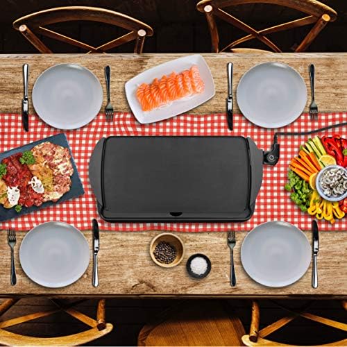 Duronic GP20 Plancha électrique antiadhésive 2000W 52 x 27 cm avec thermostat et bac à jus amovible – Cuisson sans ajout de matière grasse idéal pour soirée en famille et amis