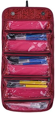 YingUs Waterproof Travel Folding Hanging Bag Organizer Makeup Cosmetic Pouch (Rose Red)