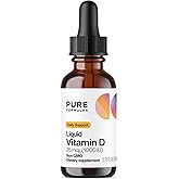 PureFormulas Liquid Vitamin D 25 mcg (1,000 IU) - Vitamin D3 Drops Essential Daily Support for Health and Wellness for Adults and Kids - Non GMO Vegetarian - 0.75 fl oz