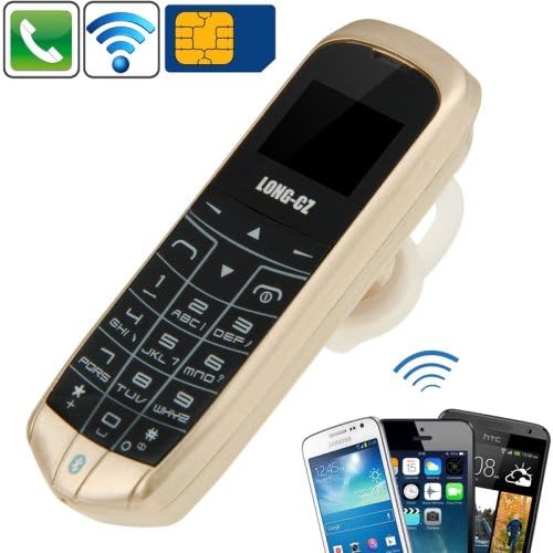 Long-CZ J8 Golden Mini Phone with Hands Free Bluetooth Dialer Bluetooth Headphone SIM Card WCDMA & GSM
