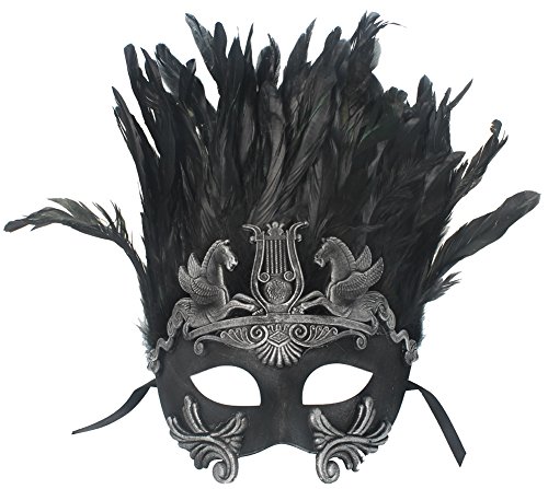 RedSkyTrader Womens Greek Warrior Mask with Feathers