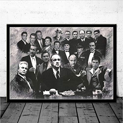 yhnjikl Poster And Prints Paintings Art Gangsters Godfather Goodfellas Scarface Al Pacino Movie Wall Pictures For Living Room Home Decor 40X60Cm Without Farme