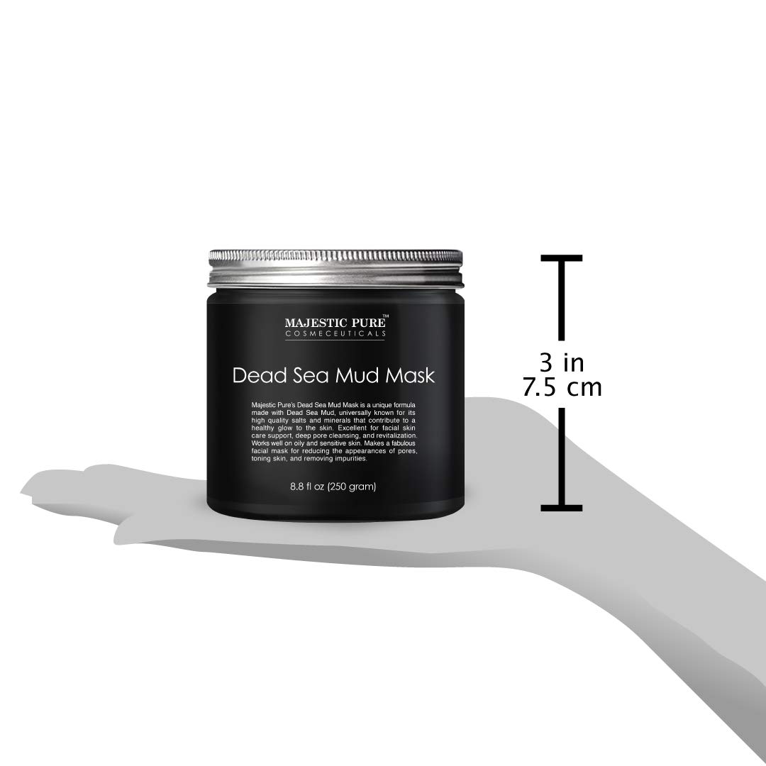 MAJESTIC PURE Dead Sea Mud Mask - Natural Face and Skin Care for Women and Men - Best Black Facial Cleansing Clay for Blackhead, Whitehead, Acne and Pores - 8.8 fl. Oz : Beauty