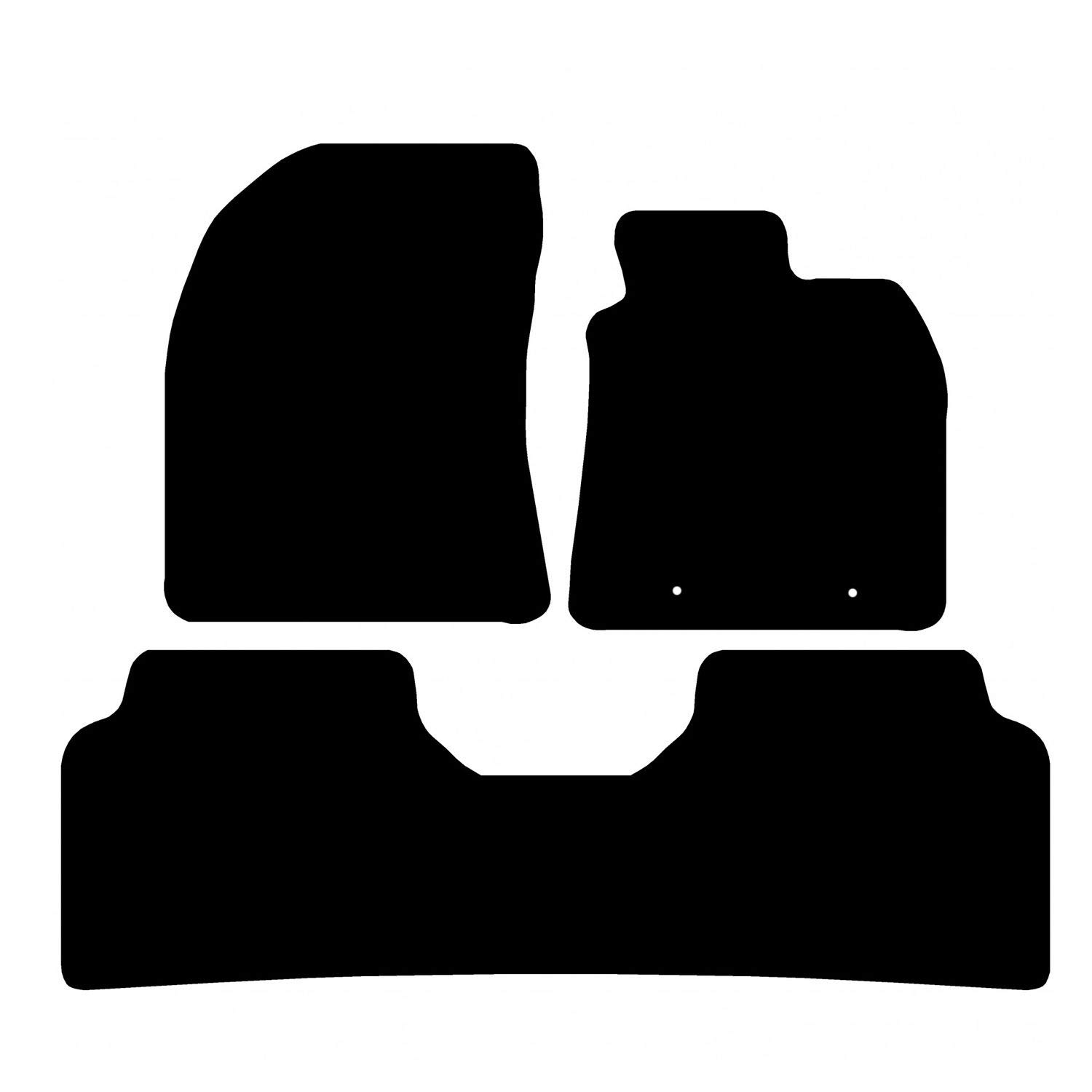 Carsio Carpet Car Mats For Toyota Avensis 2009 2011 3 Piece Set with 2 Clips Tailored Fit Floor Mat Complete Accessory Black Custom Fitted - All Weather, Anti-Slip Backing & Black Trim