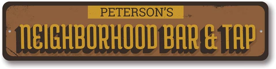 Neighborhood Bar & Tap Sign, Beer Sign, Custom Family Name Sign, Home Bar Decor, Bar Aluminum Sign - 4