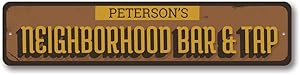 Neighborhood Bar & Tap Sign, Beer Sign, Custom Family Name Sign, Home Bar Decor, Bar Aluminum Sign - 4