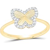 Jewels By Lux 10K Yellow Gold 1/5Cttw Natural Diamond Fashion Butterfly Ring