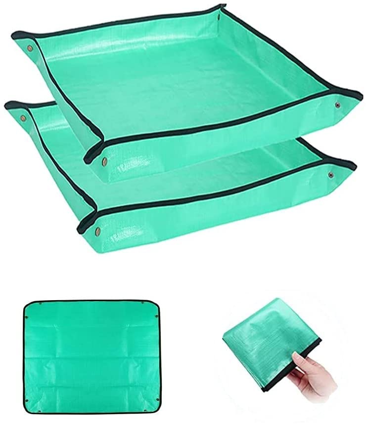 Photo 1 of BIUWING 2PCS 26.8" x 26.8" Plant Repotting Mat Waterproof Transplanting Mat Indoor Succulent Potting Mat Portable Gardening Soil Changing and Watering mat Square and Foldable Garden mat