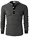 H2H Men's Slim-Fit Long-Sleeve Waffle Henley Shirt Charcoal US M/Asia L (CMTTL045)