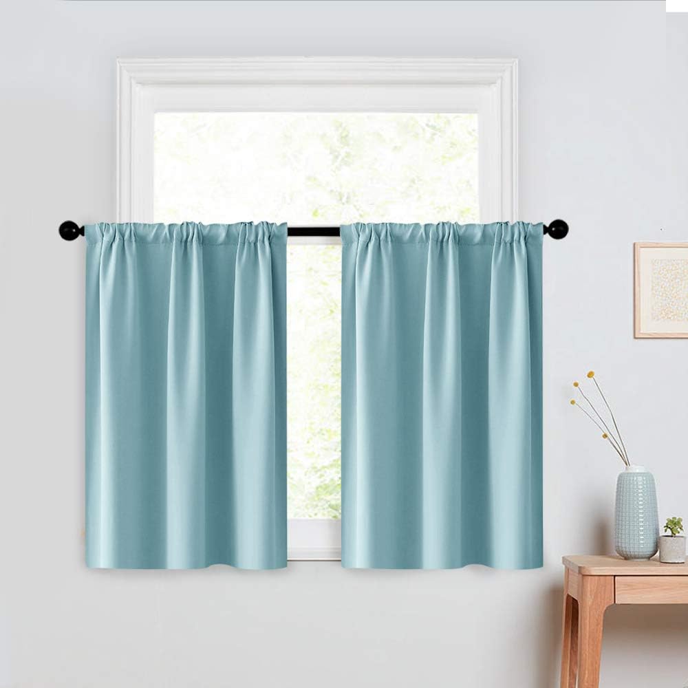 MRTREES Short Tier Curtains 36 inches Long Sky Blue Kitchen