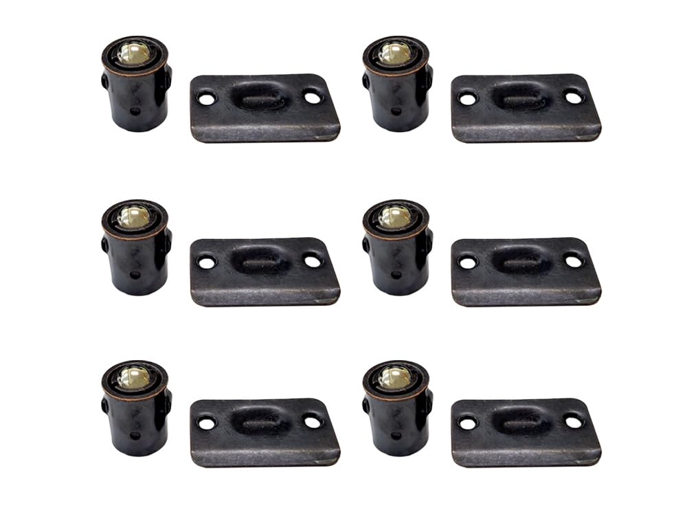 QCAA Zinc DieCast Door Drive-in Ball Catch, Aged Vintage Classic Bronze, 6 Pack