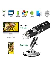 Microscopio digital WiFi, 2019 nueva PFC Optics Protable USB Wireless Microscopio Cámara con 1000x Ampliación de Zoom de mano, Mini bolsillo recargable niños Microscopio para iOS Android Windows iPhone iPad