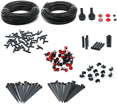 Irrigation Kit , JELEGANT 151ft Micro Irrigation Drip System Watering Systems Water Saving Drip Irrigation Water Automatic Kit For Garden Hanging Baskets Pot Plants Flower Beds Borders Greenhouses