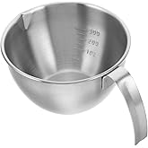 Amosfun Stainless Steel Mixing Bowl Measuring Cup with Pour Spout and Handle 6.3 Inch Kitchen Bowl for Baking Cooking and Liquid Measurement