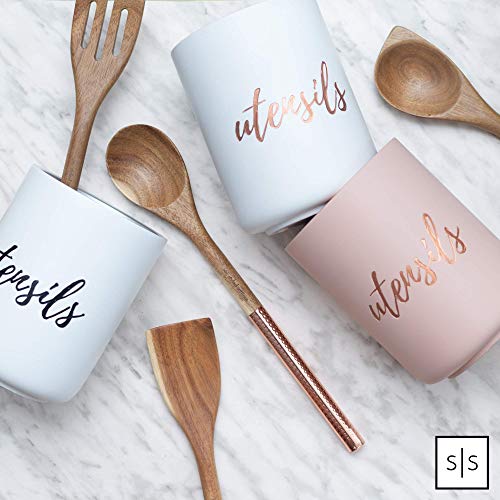 White Utensil Holder for CountertopStylish White Kitchen Utensil