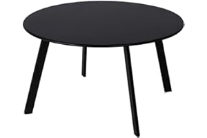 juserox Patio Coffee Table - Metal Steel Outdoor Round Table Weather Resistant Anti-Rust Table (Black)