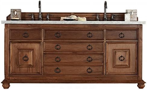 James Martin Furniture 550-V72-CIN-4BLK Mykonos 72" Cinnamon Double Vanity with Black Rustic Stone Top