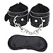 Jonerytime_Soft Comfortable PU Fur Leather Handcuffs Wrist Cuffs and Blindfold Eye Mask (Black)thumb 1