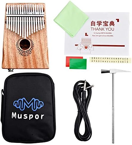 MASII 17 Tone EQ Electric Box Mahogany Thumb Piano Kalimba Finger Piano with Package + Line