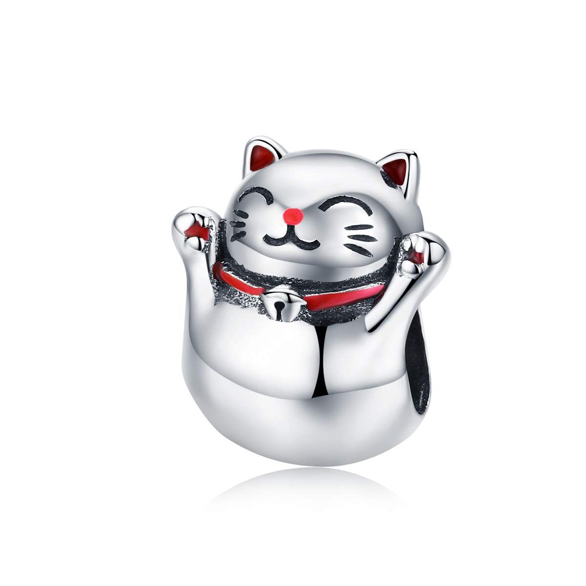 Bijoux Blu Cute Cat 925 Silver Cat Metal Charm Lucky Guardian Maneki Neko Metal Beads for Women Charm Bracelets Bangles DIY Jewelry
