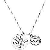 Sportybella Soccer Necklace, Soccer Jewelry - She Believed She Could So She Did Pendent - Soccer Player Gifts
