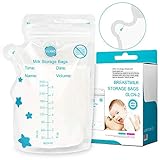 GLAND Breastmilk Storage Bags Easy Pour Spout 100 Count, Pre-Sterilized BPA Free Ready to Use Double Zipper Seal Bags for Pumping Freezing and Feeding Self-Standing Flat Profile Space Saving 8 oz.