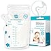 GLAND Breastmilk Storage Bags Easy Pour Spout 100 Count, Pre-Sterilized BPA Free Ready to Use Double Zipper Seal Bags for Pumping Freezing and Feeding Self-Standing Flat Profile Space Saving 8 oz.