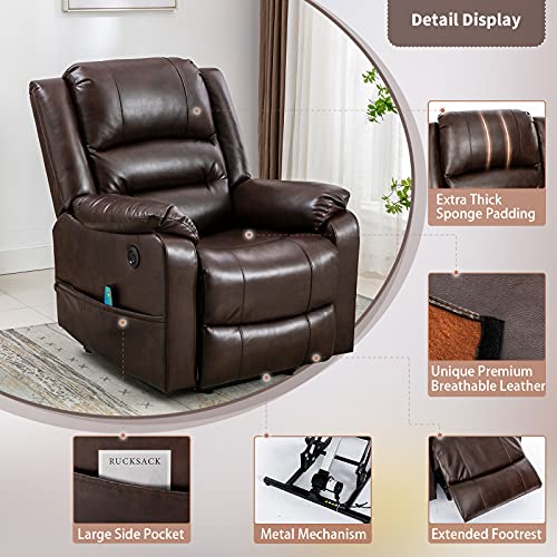 Vicluke Breath Leather Power Lift Recliner Chair with Massage and Heat for Elderly, Electric