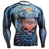 Fixgear Mens Womens MMA Running Skull Printed Compression Shirt Long sleeve Top S ~ 4XL
