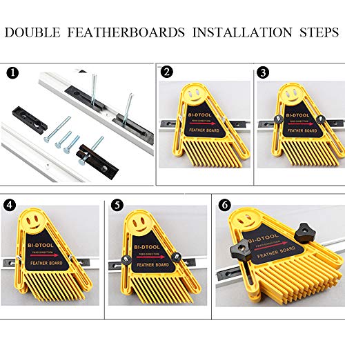 BI-DTOOL Double Featherboards, 2 Packs Adjustable Feather Boards For Table Saw Bandsaw Fence Router Table And Table Saw Fence, Woodworking Router Table Accessories, Band-saw Accessories