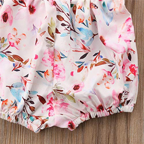 NUWFOR Toddlers Infant Baby Kids Sleeveless Straps Floral Romper Bodysuit Outfits(Pink,0-6 Months)