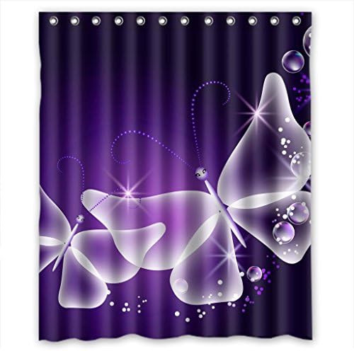 RELAX PurplE Butterfly Angel Waterproof Star Shining Waterproof Shower Curtain 60"(w) x 72"(h)