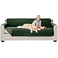 Sofa Shield Couch Slip Cover with Elastic Strap, Cushion Protector, Reversible Stain and Dog Tear Resistant Slipcover, Quilted Microfiber 78in Seat, Washable Covers for Dogs Pet Kids Hunter Green Sage