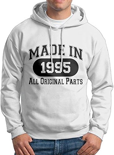 XiaoTing Men's 22st Birthday Gift Made In 1995 All Original Parts Funny Sports White Hoodie L
